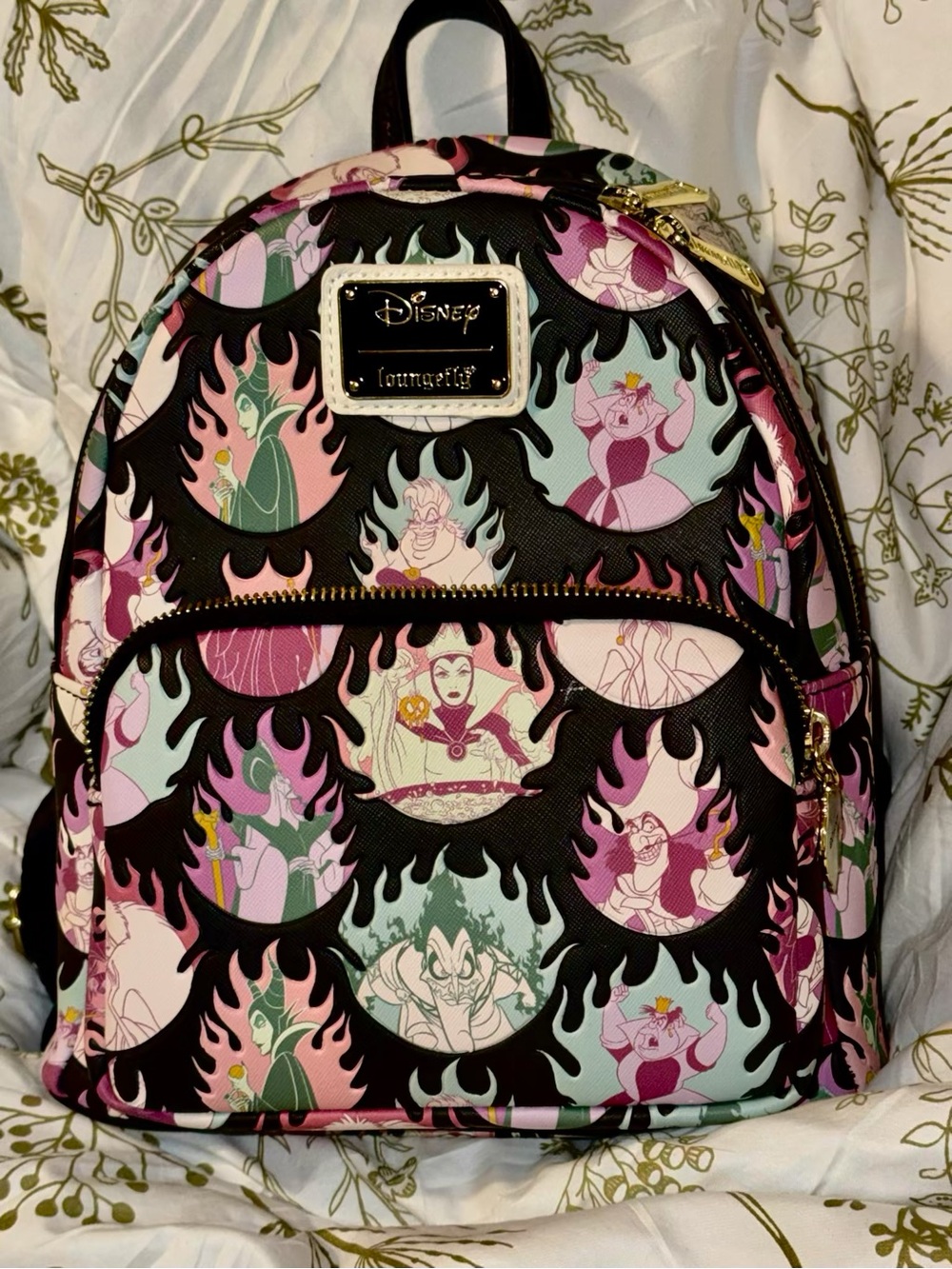 Loungefly Black, Pink & Mint Disney Villains Mini Backpack
